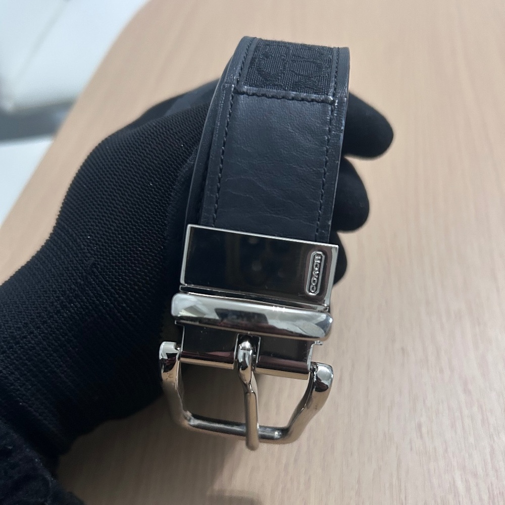Coach Belt Buckle Black Leather Original Size 38
